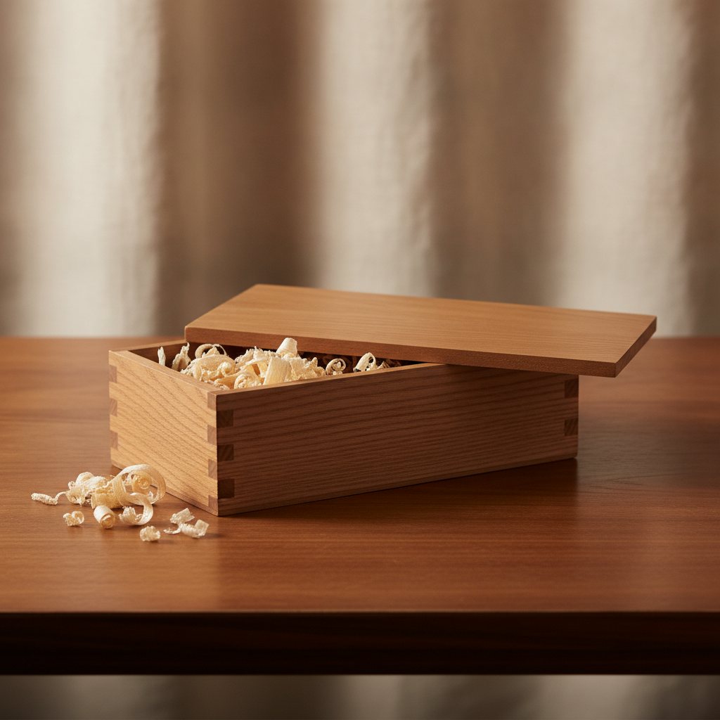 Caja de madera con tapa corrediza