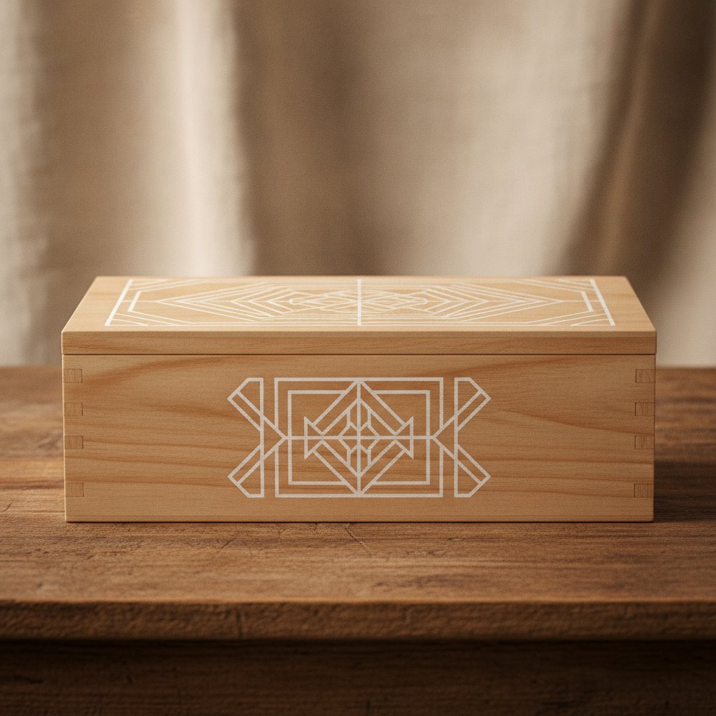 Caja de madera estampada con serigrafía